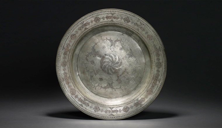 <span class="title">A Deccani Tinned Copper Dish<span class="title_comma">, </span></span><span class="year">Deccan, dated 1676-77</span>