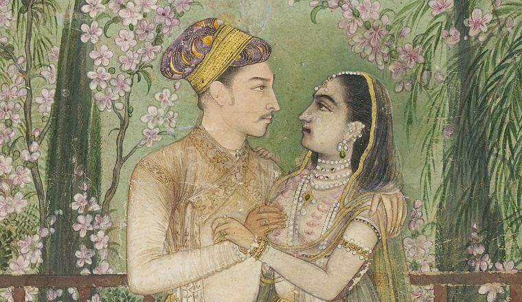 <span class="title">A Prince and his Mistress in an Embrace<span class="title_comma">, </span></span><span class="year">Mughal India, c. 1640</span>