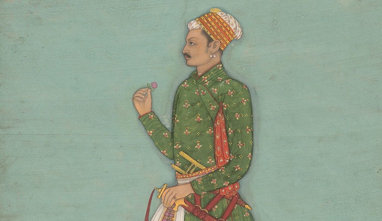 <span class="title">A Young Rajput Nobleman<span class="title_comma">, </span></span><span class="year">Mughal style, possibly Amber patronage, 1660-80</span>